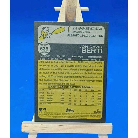 2022 Topps Heritage High Number - Jon Berti #638 - Picture 3 of 4